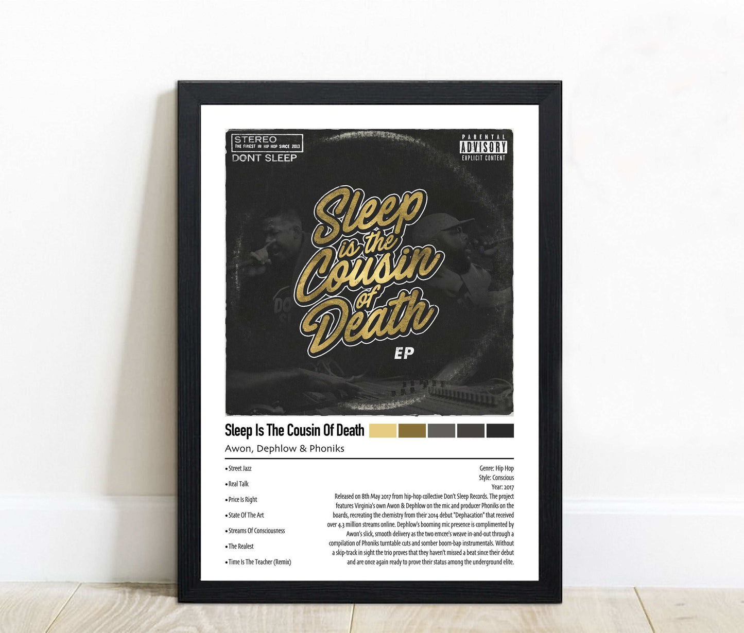 Awon, Dephlow & Phoniks | Sleep Is The Cousin Of Death | Custom Album Cover Poster Print