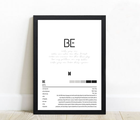 BTS | BE | Custom Album Cover Poster Print