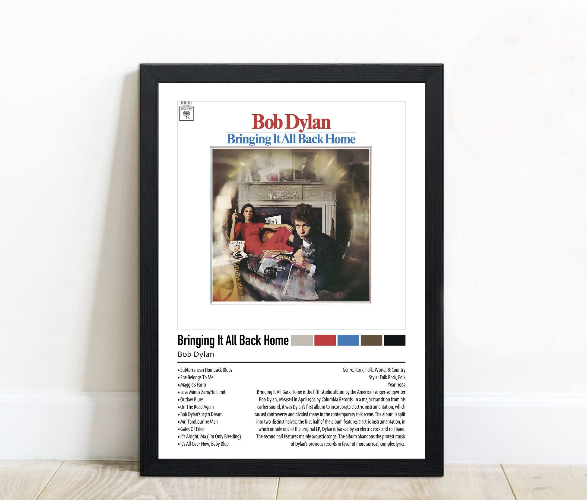 Bob Dylan | Bringing It All Back Home | Custom Album Cover Poster Print