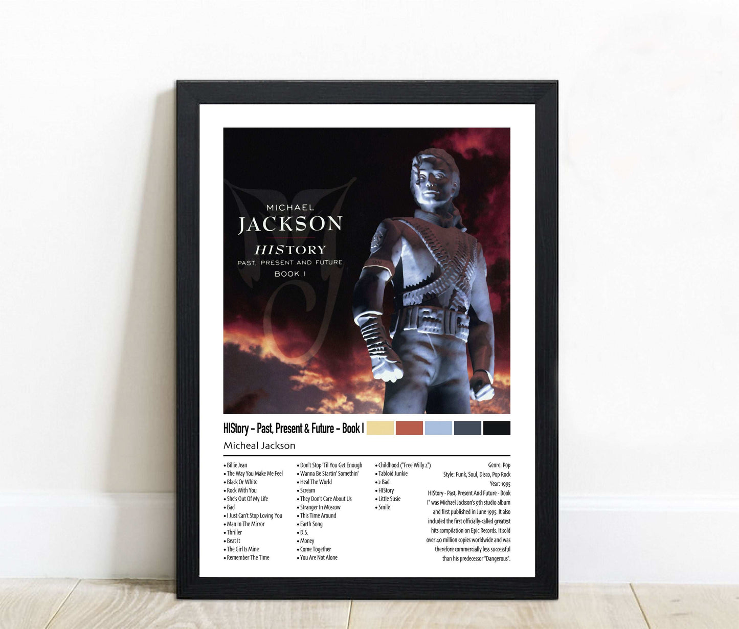 Michael Jackson | HIStory - Past Present & Future - Book I | Custom Album Cover Poster Print