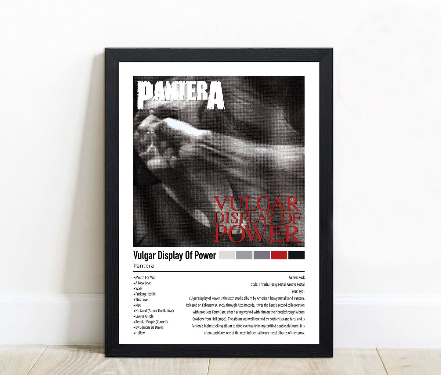 Pantera | Vulgar Display Of Power | Custom Album Cover Poster Print