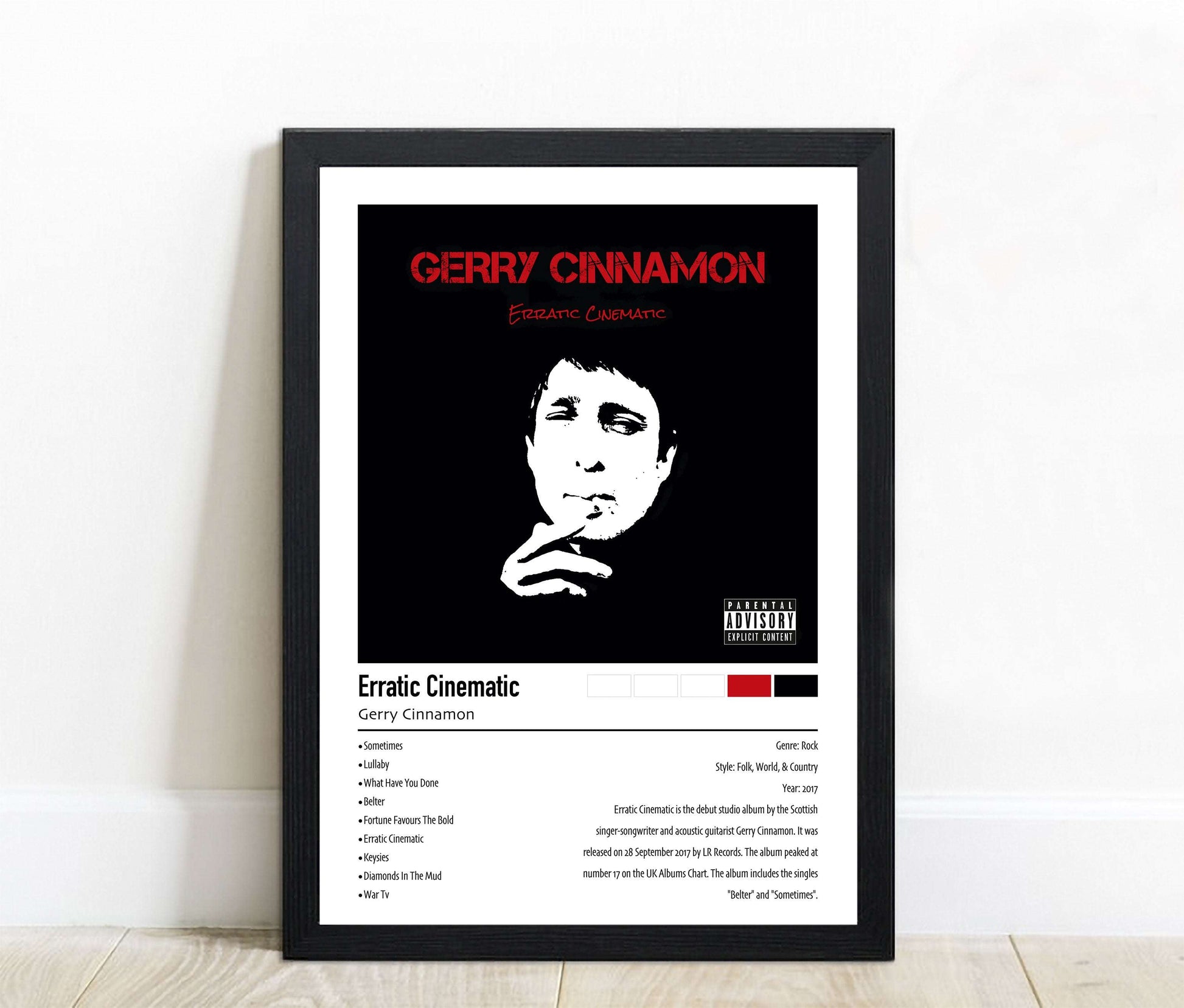 Gerry Cinnamon | Erratic Cinematic | Custom Album Cover Poster Print