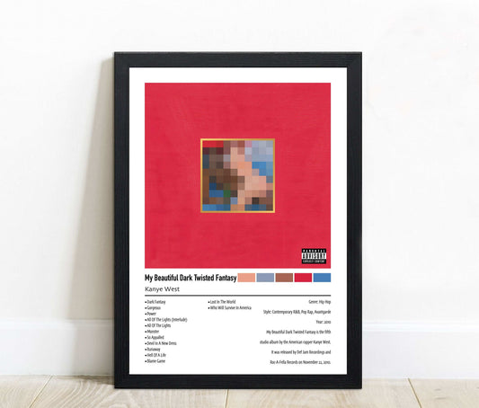 Kanye West | My Beautiful Dark Twisted Fantasy | Custom Album Cover Poster Print
