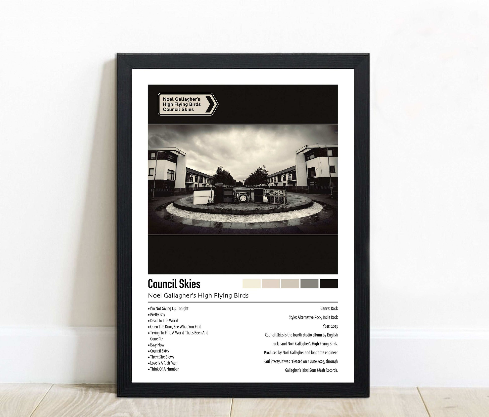 Noel Gallagher's High Flying Birds | Council Skies | Custom Album Cover Poster Print