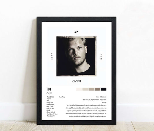 Avicii | TIM | Custom Album Cover Poster Print