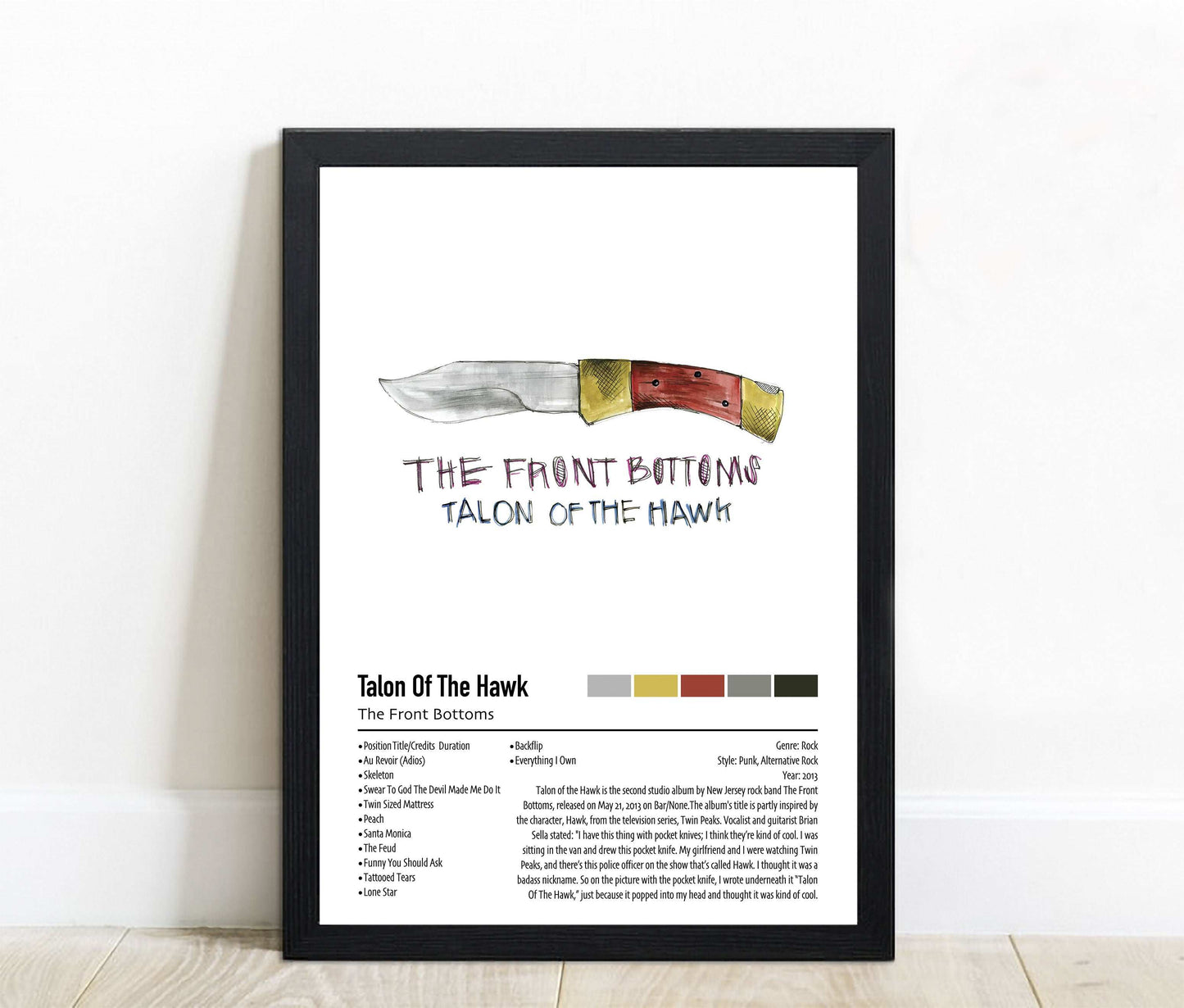 The Front Bottoms | Talon Of The Hawk | Custom Album Cover Poster Print