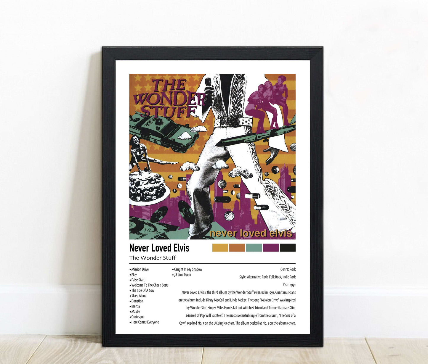 The Wonder Stuff | Never Loved Elvis | Custom Album Cover Poster Print