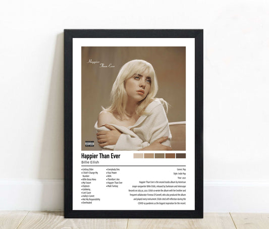 Billie Eilish | Happier Than Ever | Custom Album Cover Poster Print