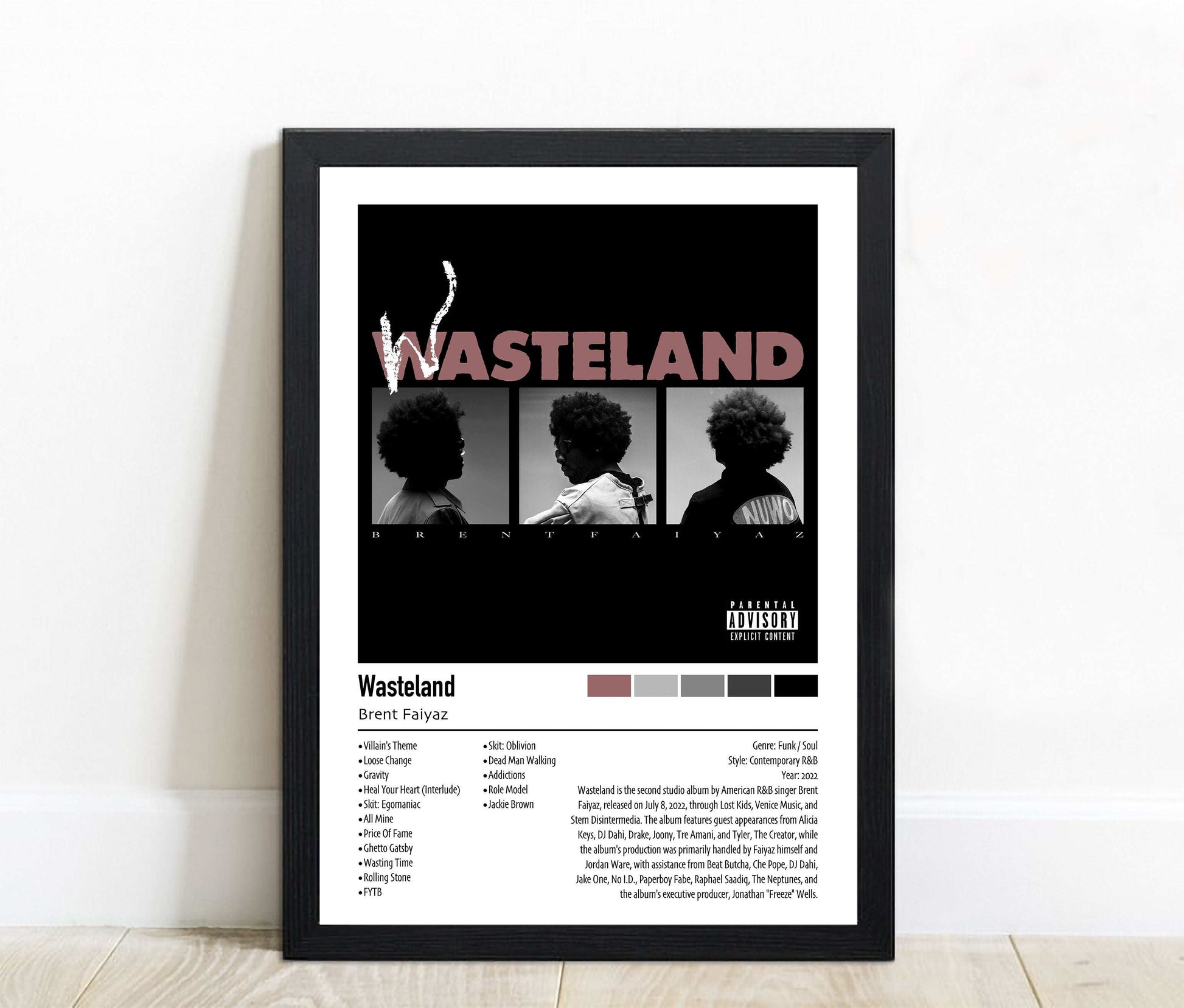 Brent Faiyaz | Wasteland | Custom Album Cover Poster Print