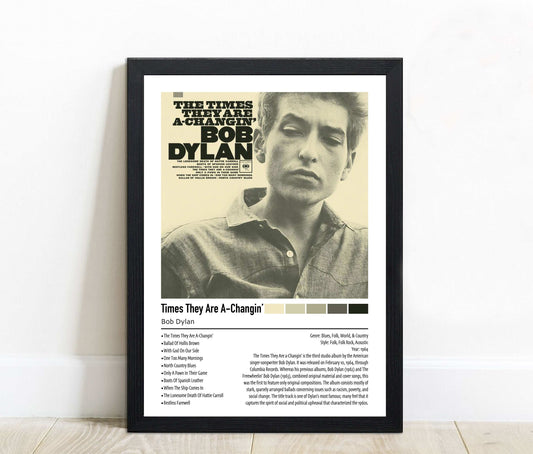 Bob Dylan | Times They Are A-Changin' | Custom Album Cover Poster Print