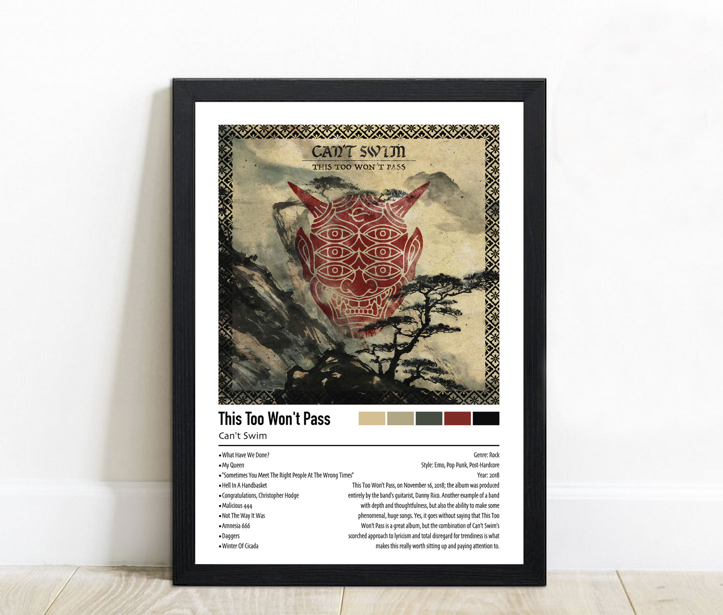 Can't Swim | This Too Won't Pass | Custom Album Cover Poster Print
