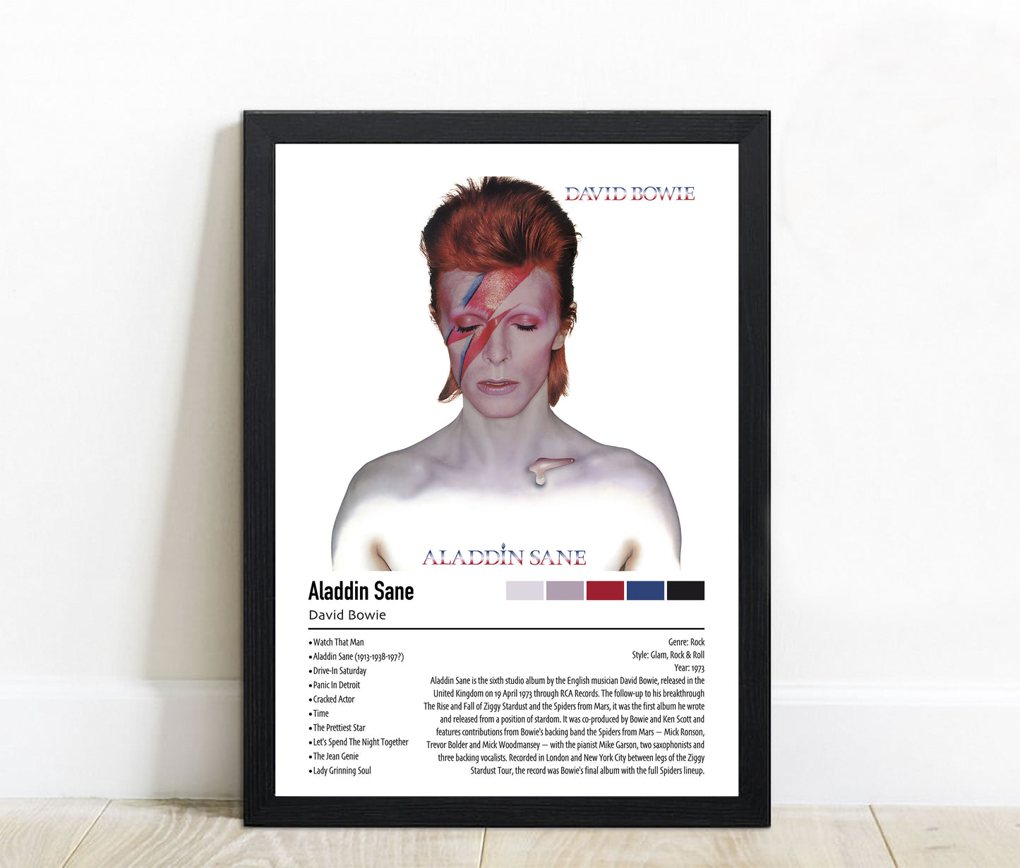 David Bowie | Aladdin Sane | Custom Album Cover Poster Print