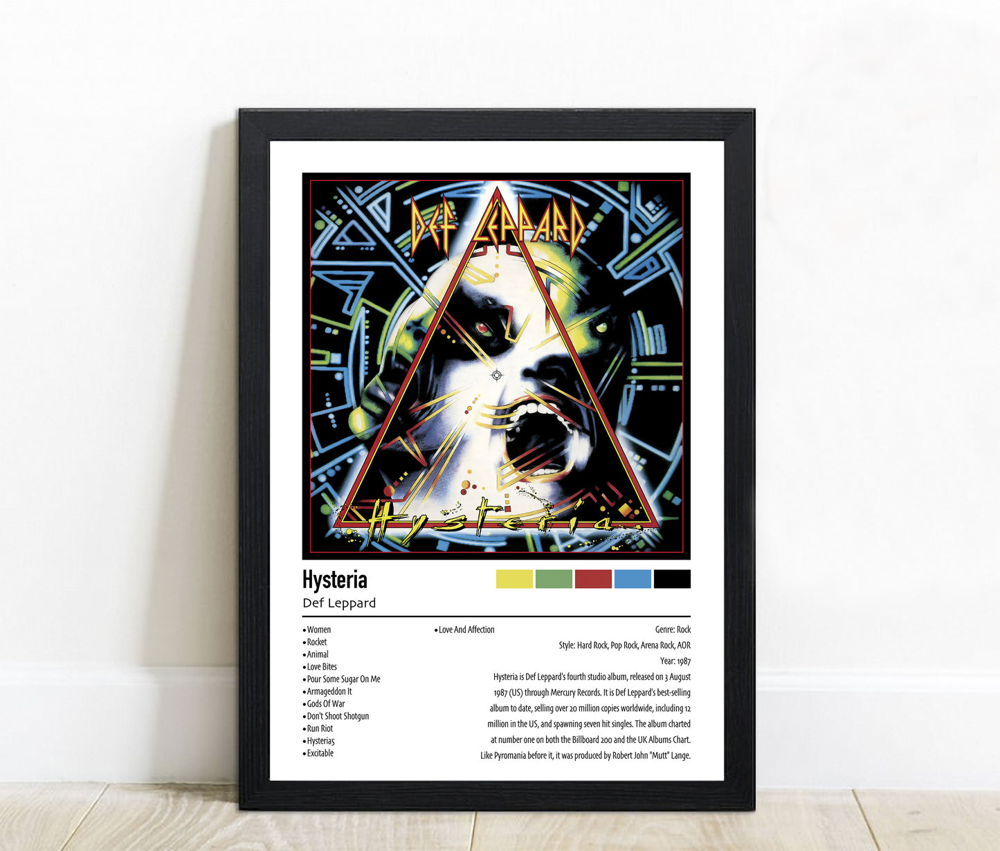 Def Leppard | Hysteria | Custom Album Cover Poster Print