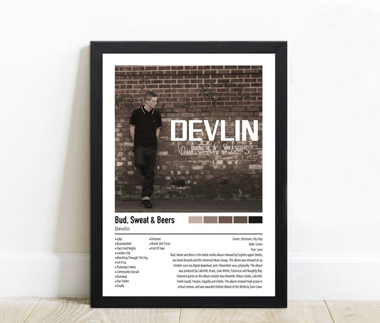 Devlin | Bud, Sweat & Beers | Custom Album Cover Poster Print