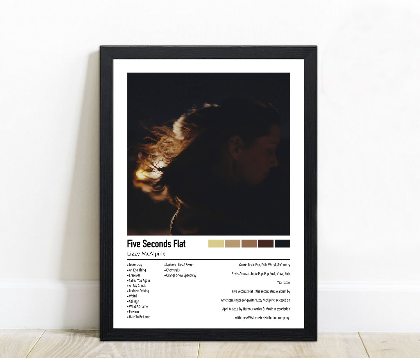Lizzy McAlpine | Five Seconds Flat | Custom Album Cover Poster Print