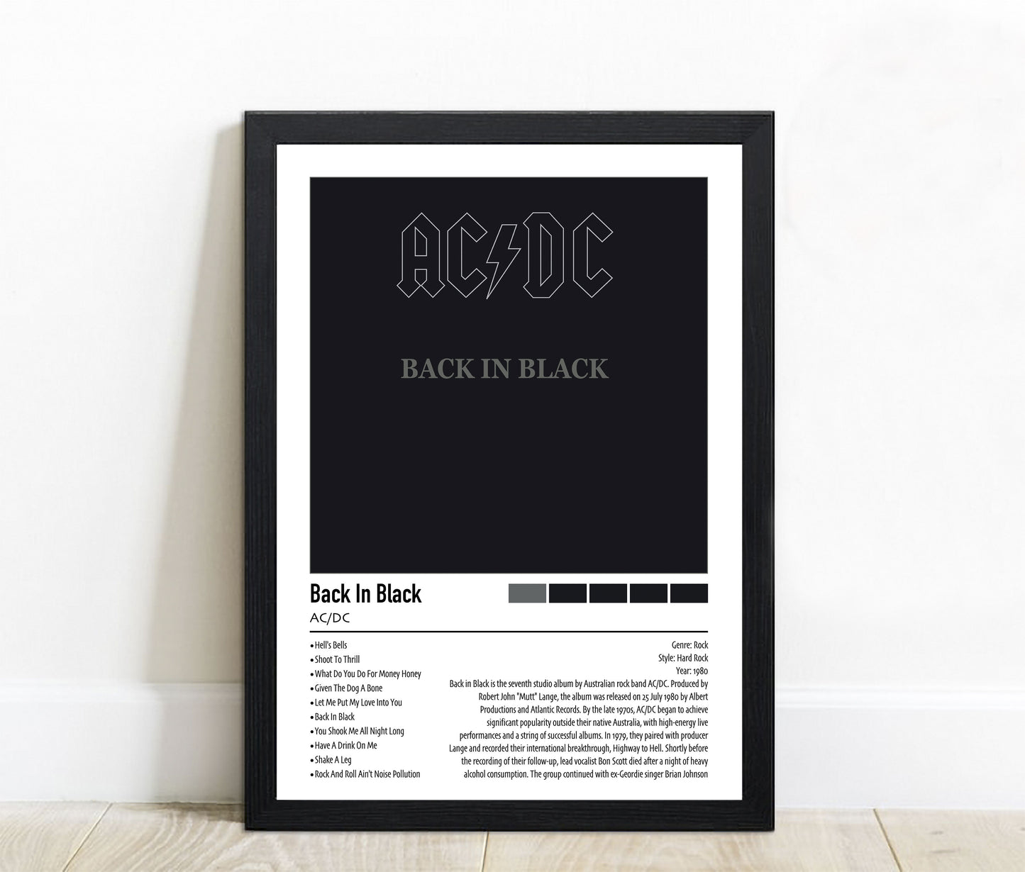 AC/DC | Back In Black | Custom Album Cover Poster Print