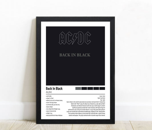 AC/DC | Back In Black | Custom Album Cover Poster Print