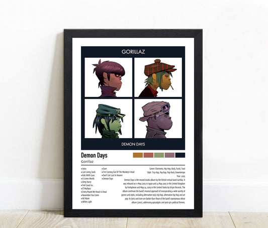Gorillaz | Demon Days | Custom Album Cover Poster Print