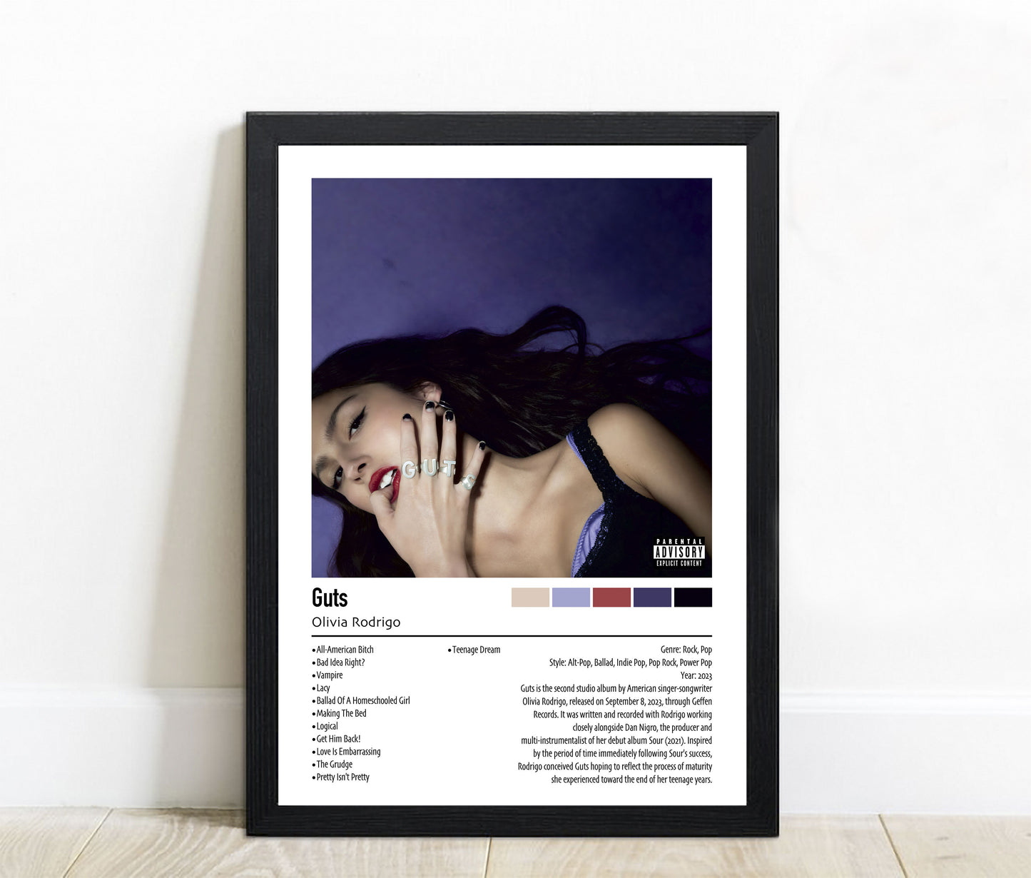 Olivia Rodrigo | Guts | Custom Album Cover Poster Print