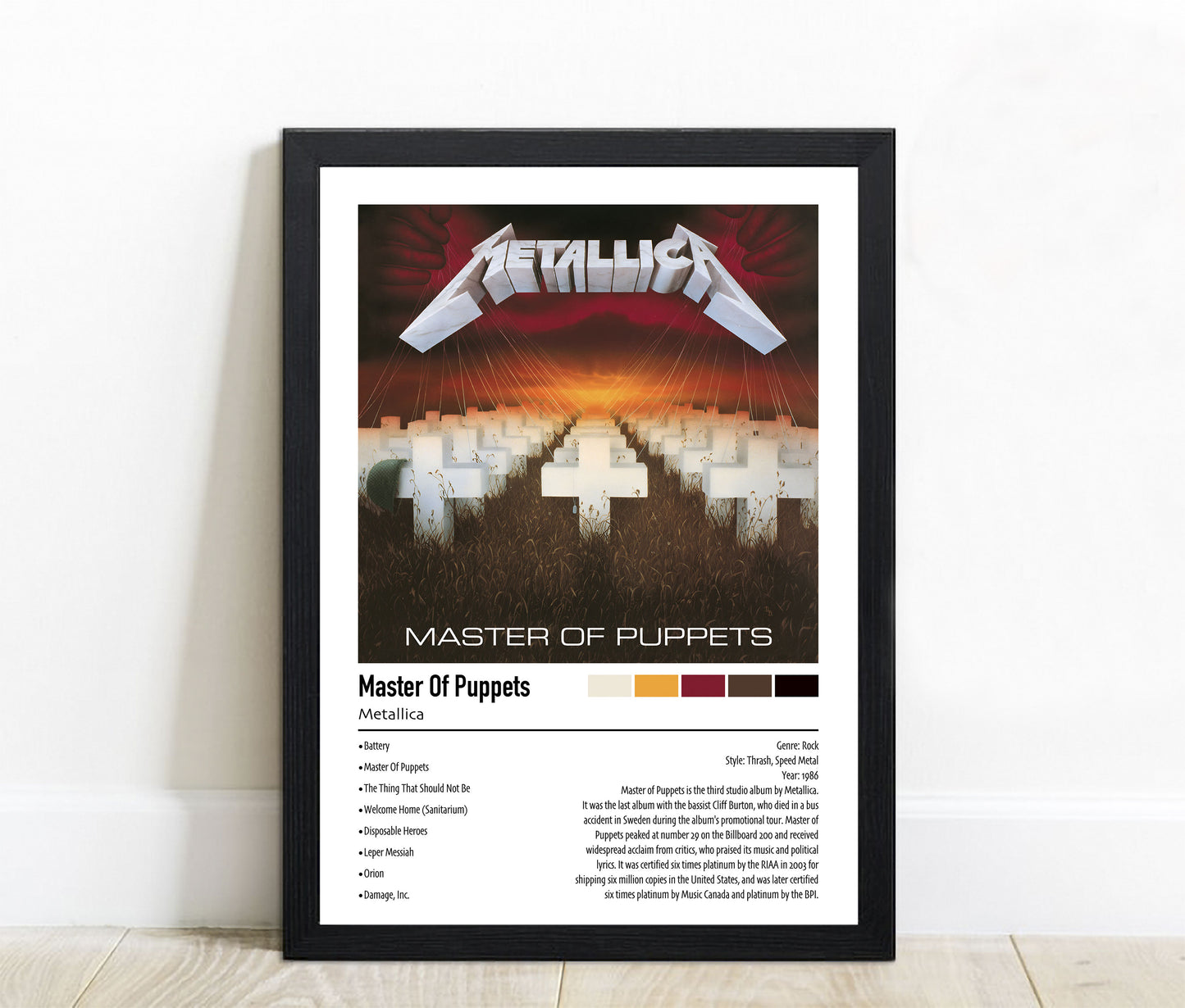 Metallica | Master Of Puppets | Custom Album Cover Poster Print