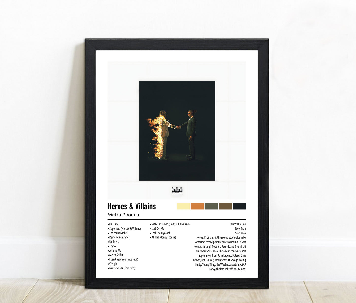 Metro Boomin | Heroes & Villains | Custom Album Cover Poster Print