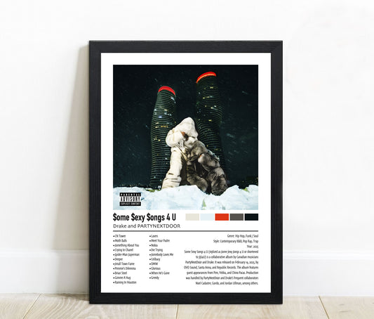 Drake and PARTYNEXTDOOR | $ome $exy $ongs 4 U | Custom Album Cover Poster Print