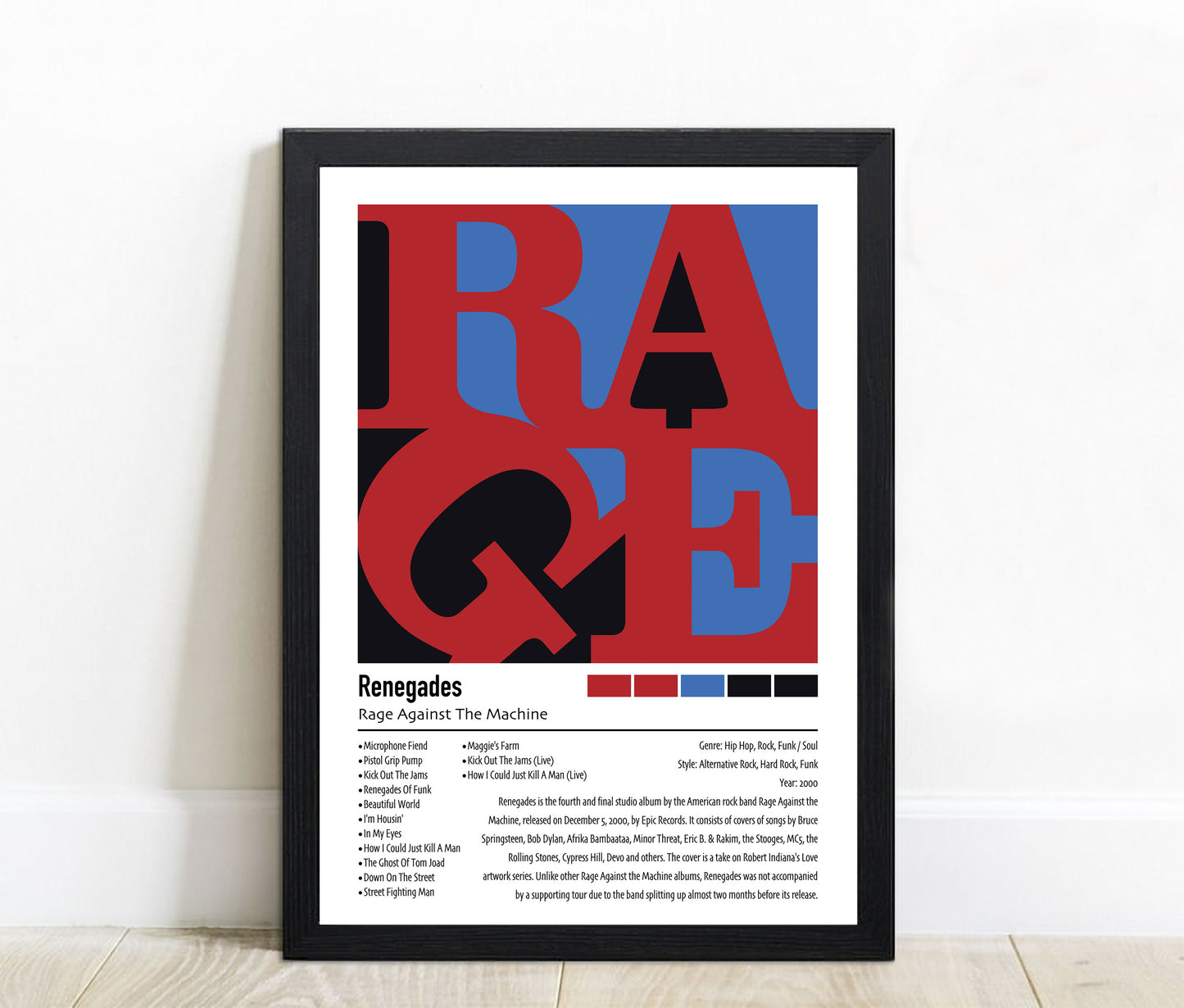 Rage Against The Machine | Renegades | Custom Album Cover Poster Print