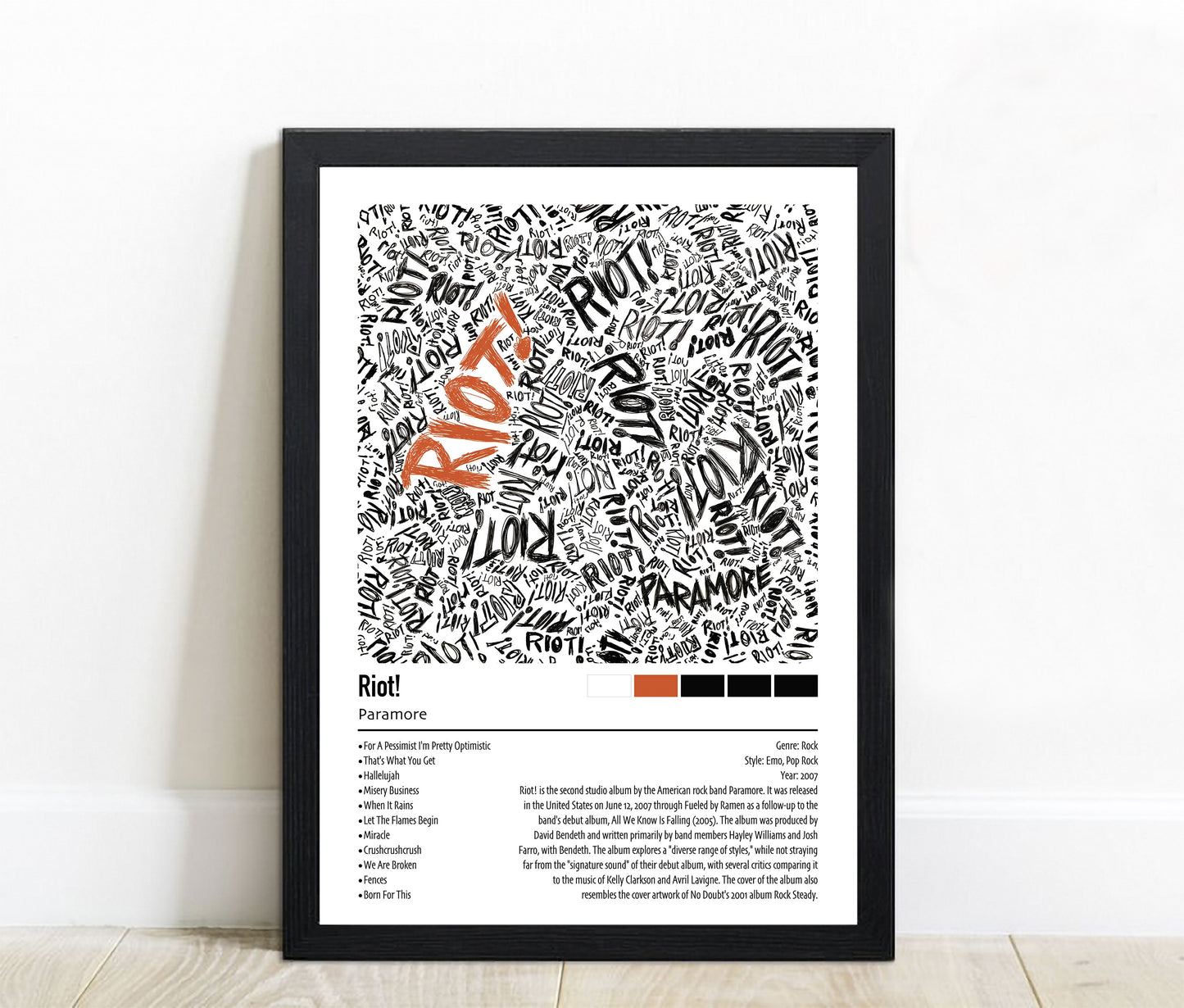Paramore | Riot! | Custom Album Cover Poster Print