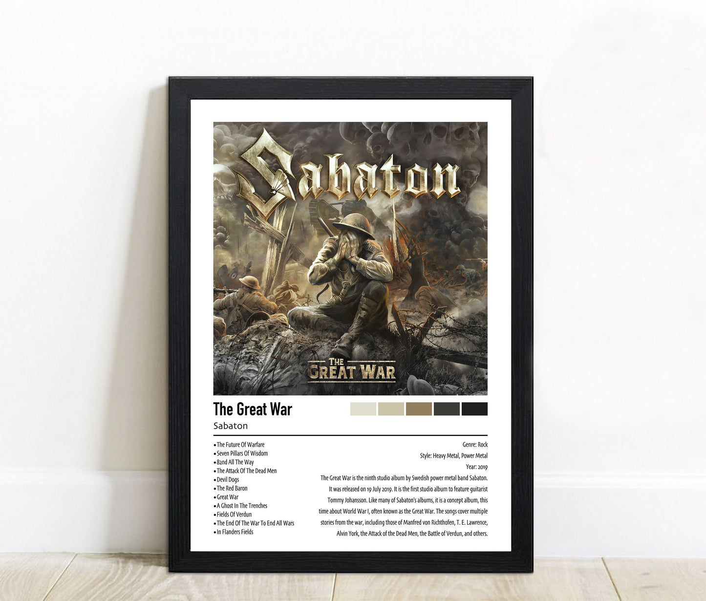 Sabaton | The Great War | Custom Album Cover Poster Print
