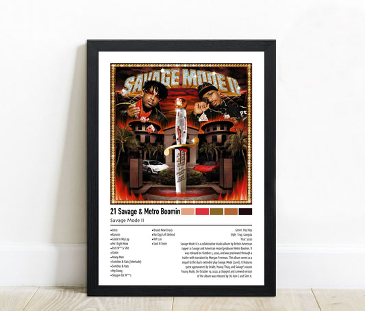 21 Savage & Metro Boomin | Savage Mode II | Custom Album Cover Poster Print