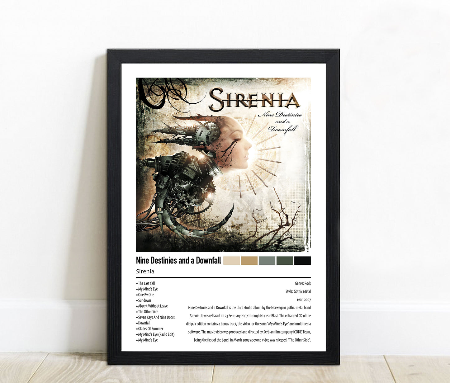Sirenia | Nine Destinies and a Downfall | Custom Album Cover Poster Print