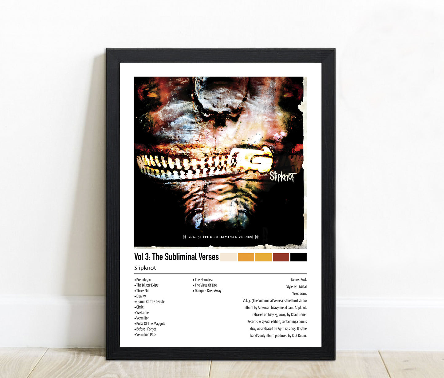 Slipknot | Vol 3: The Subliminal Verses | Custom Album Cover Poster Print