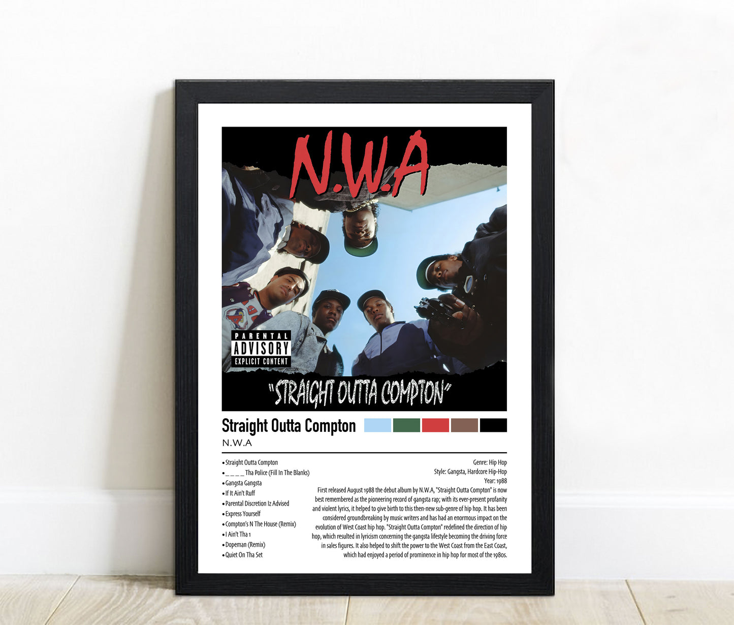 N.W.A. | Straight Outta Compton | Custom Album Cover Poster Print