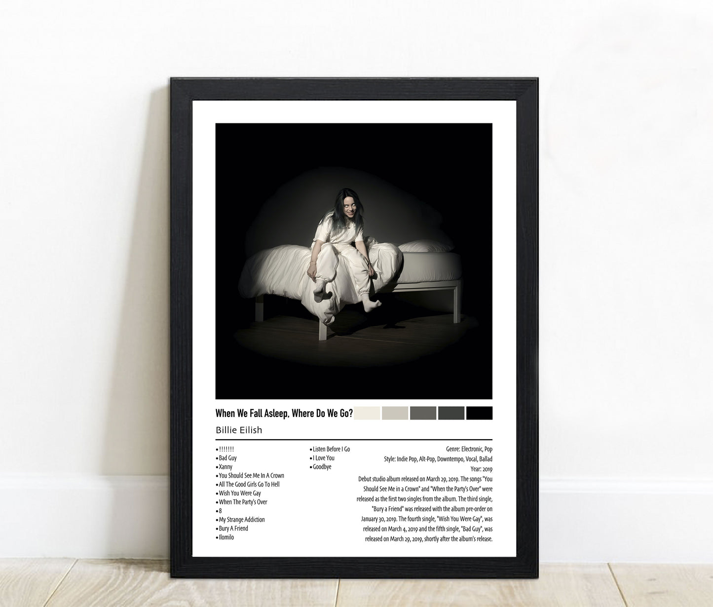 Billie Eilish | When We Fall Asleep, Where Do We Go | Custom Album Cover Poster Print