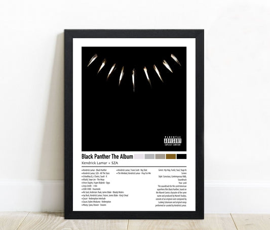 Kendrick Lamar + SZA | Black Panther The Album | Custom Album Cover Poster Print