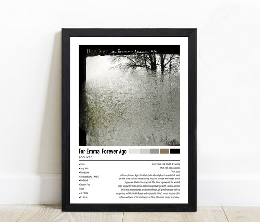 Bon Iver | For Emma, Forever Ago | Custom Album Cover Poster Print