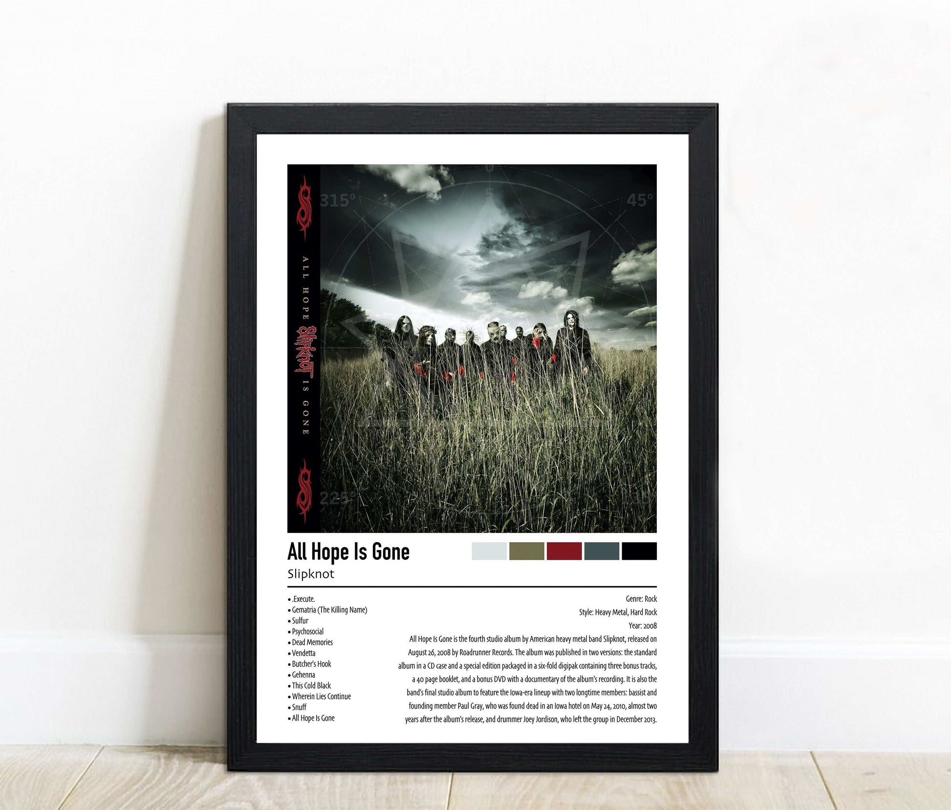 Slipknot | All Hope Is Gone | Custom Album Cover Poster Print