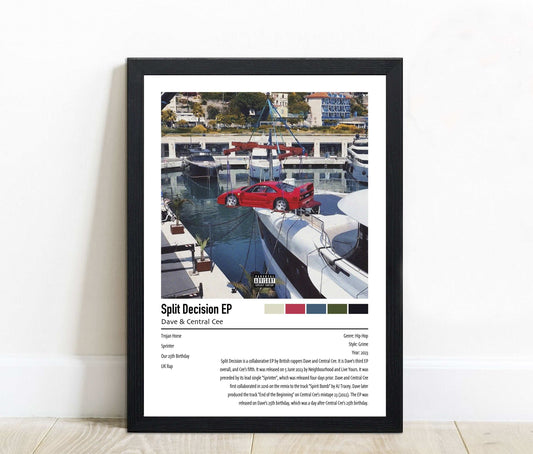 Dave & Central Cee | Split Decision EP | Custom Album Cover Poster Print