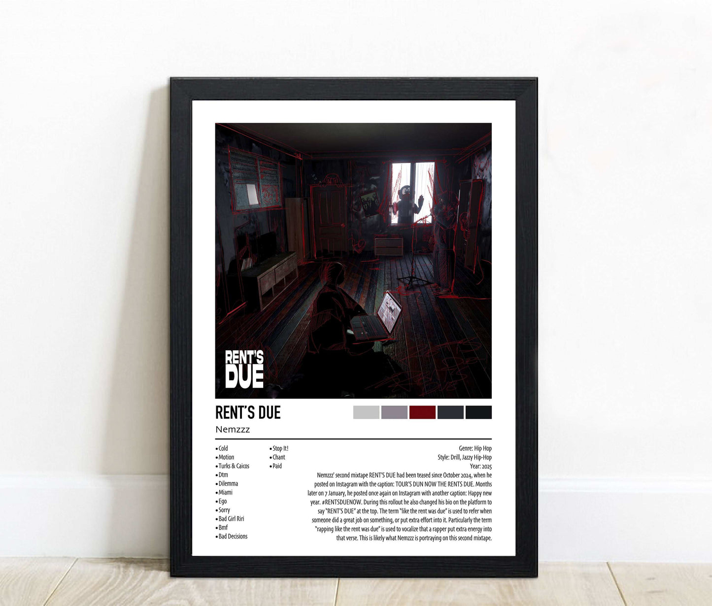 Nemzzz | RENT'S DUE | Custom Album Cover Poster Print