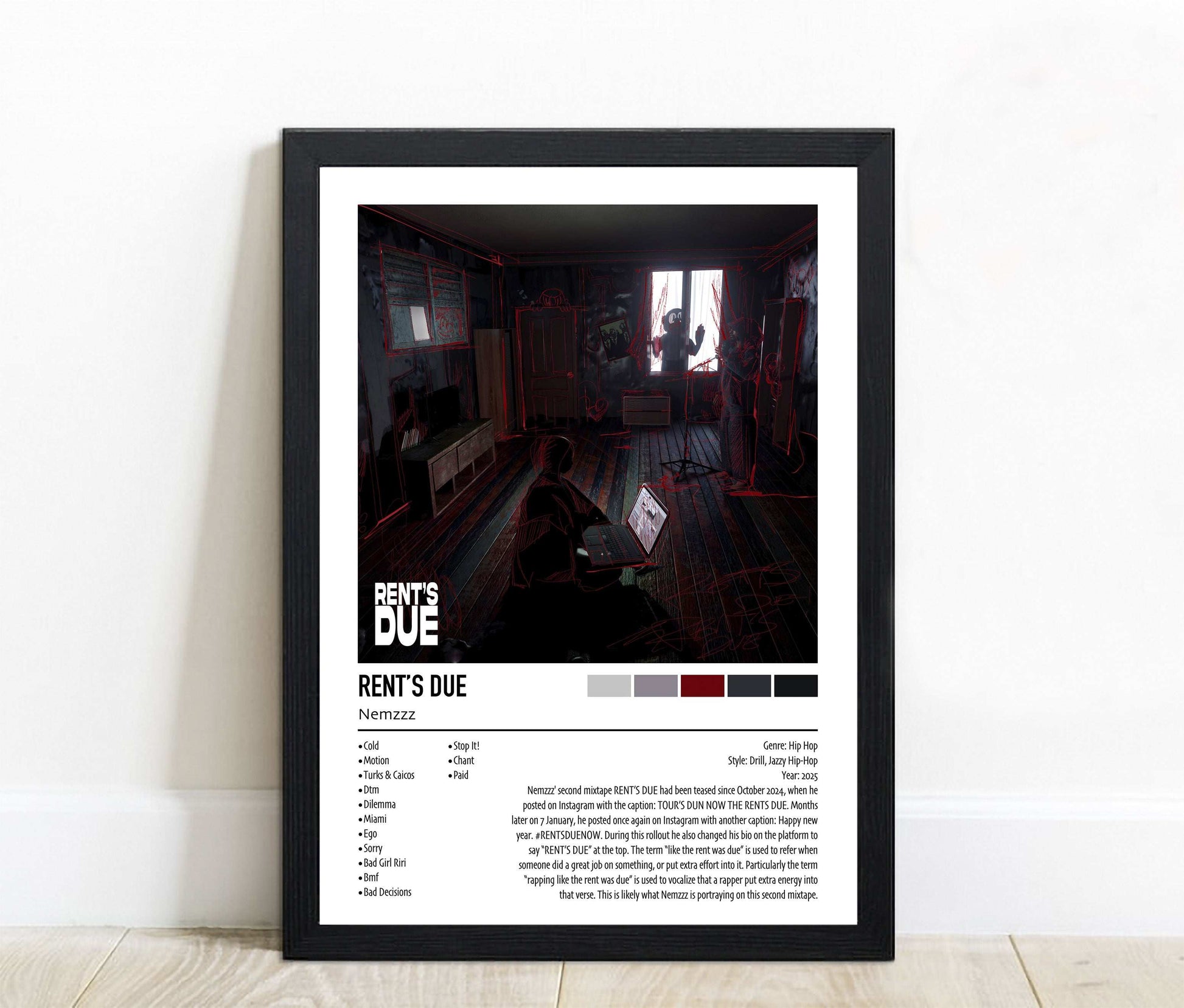 Nemzzz | RENT'S DUE | Custom Album Cover Poster Print