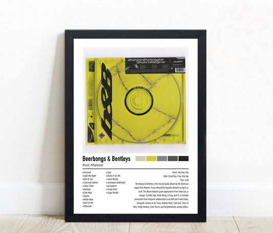 Post Malone | Beerbongs & Bentleys | Custom Album Cover Poster Print