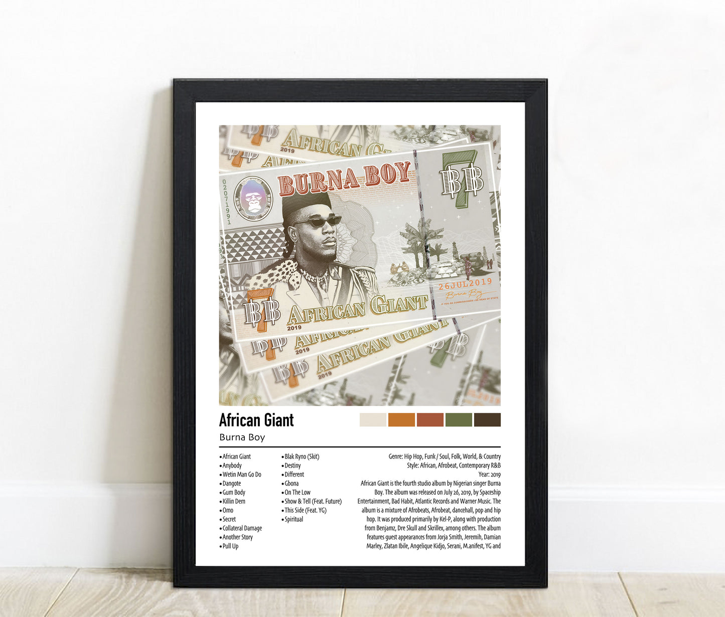 Burna Boy | African Giant | Custom Album Cover Poster Print