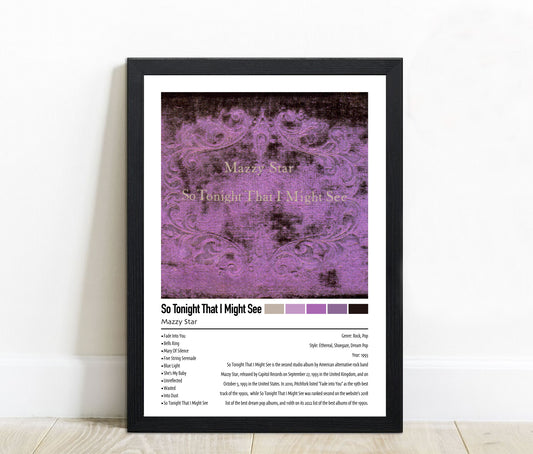 Mazzy Star | So Tonight That I Might See | Custom Album Cover Poster Print