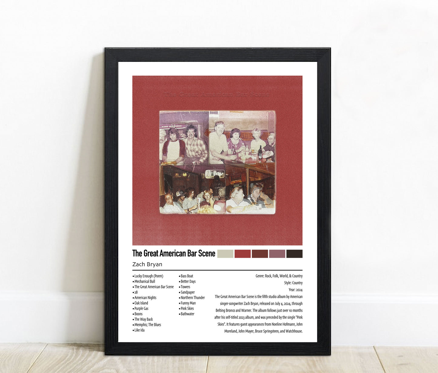 Zach Bryan | The Great American Bar Scene | Custom Album Cover Poster Print