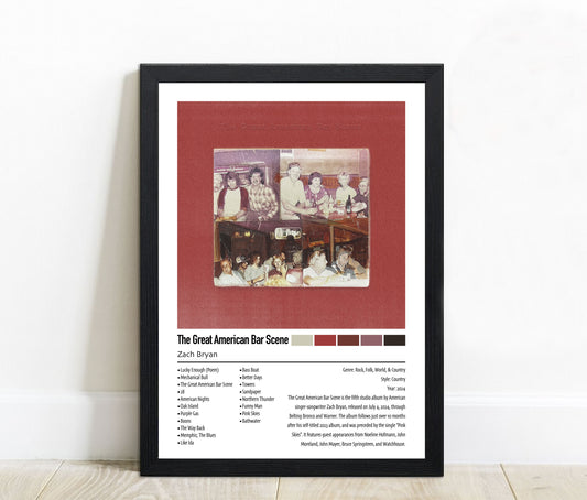Zach Bryan | The Great American Bar Scene | Custom Album Cover Poster Print