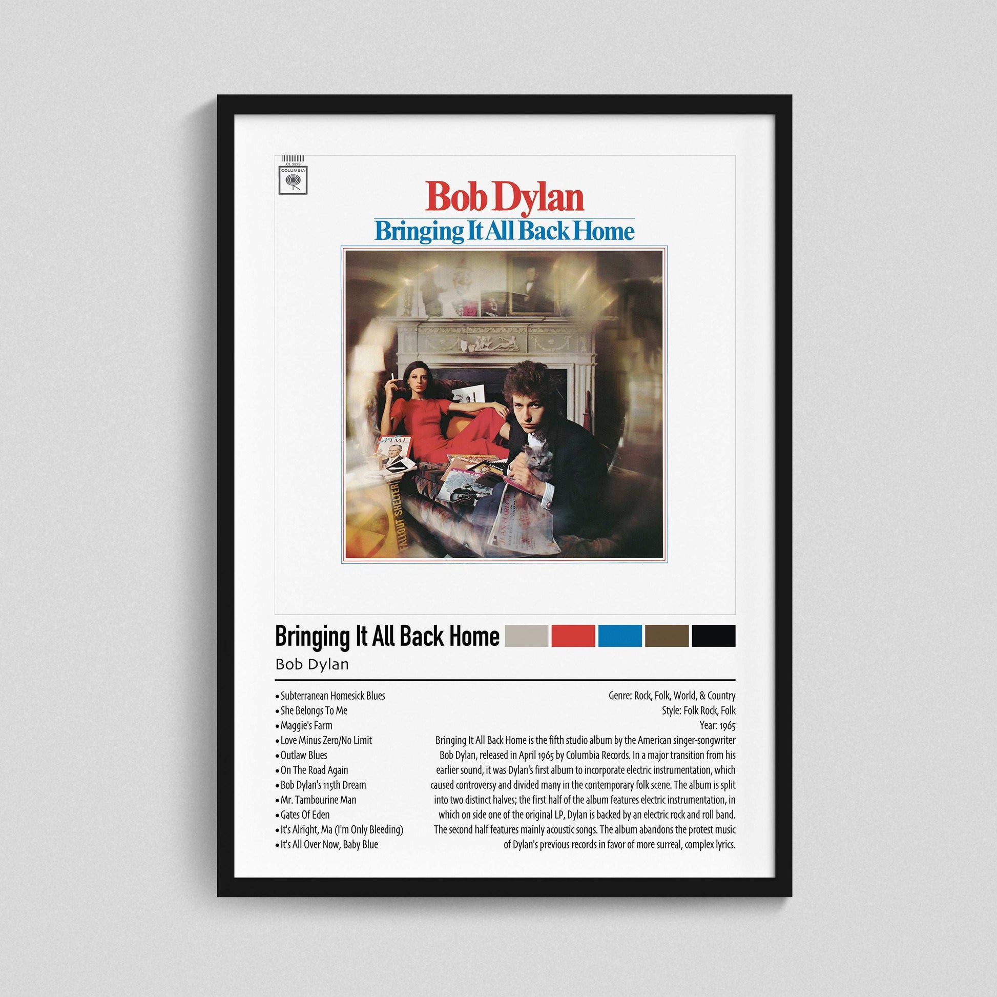 Bob Dylan | Bringing It All Back Home | Custom Album Cover Poster Print