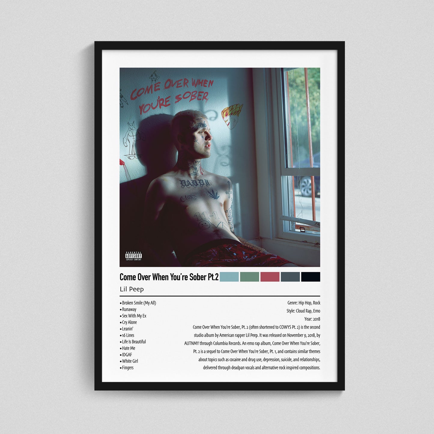 Lil Peep | Come Over When You're Sober Pt.2 | Custom Album Cover Poster Print