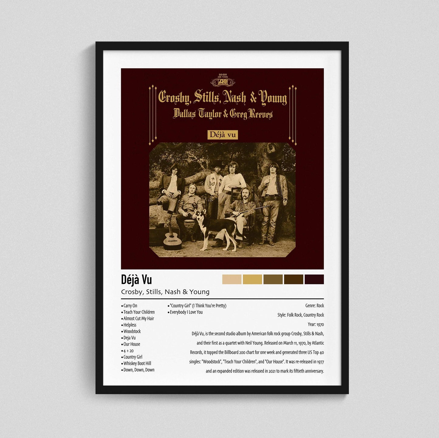 Crosby, Stills, Nash & Young | Déjà Vu | Custom Album Cover Poster Print