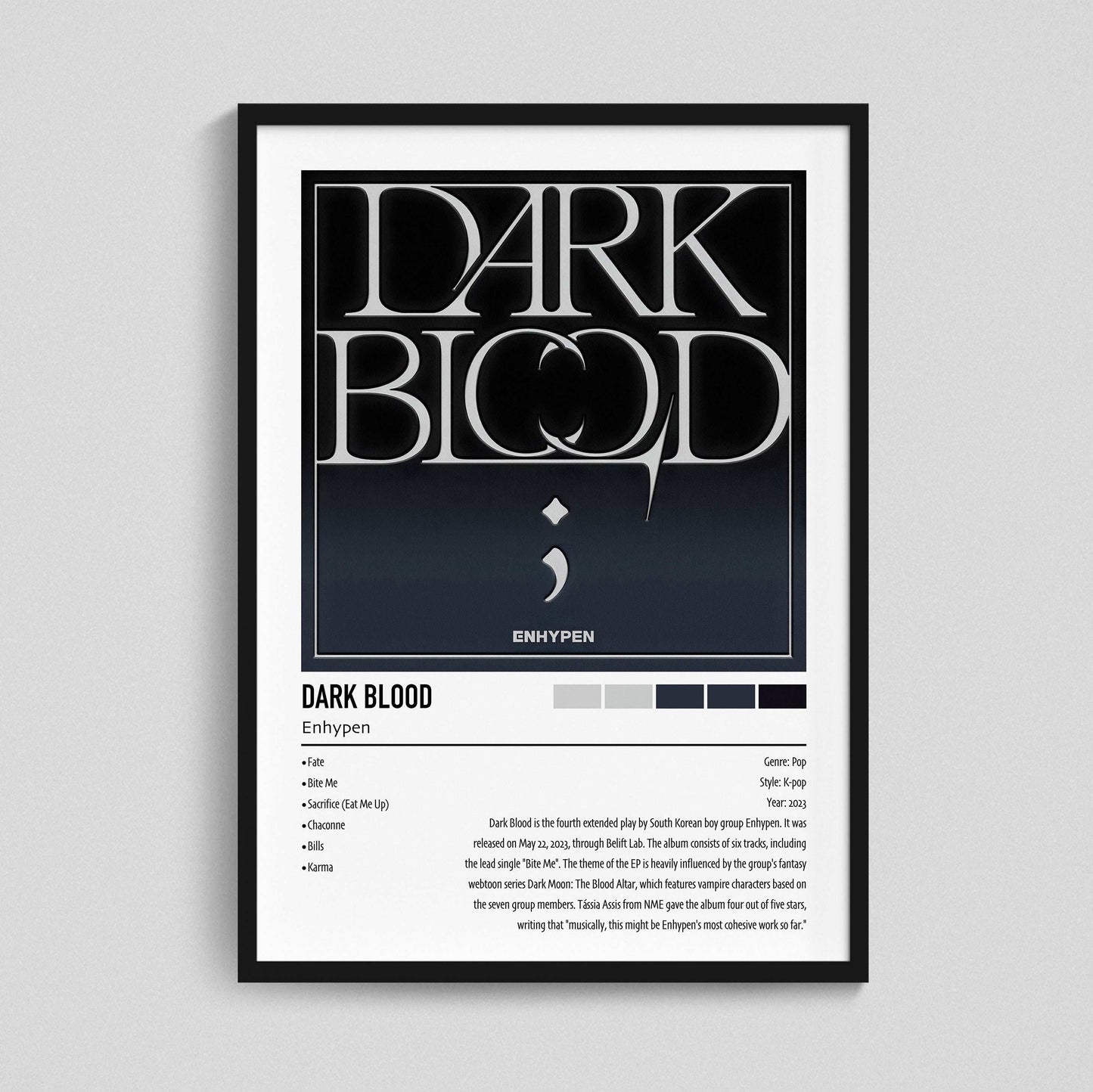 Enyhpen | DARK BLOOD | Custom Album Cover Poster Print