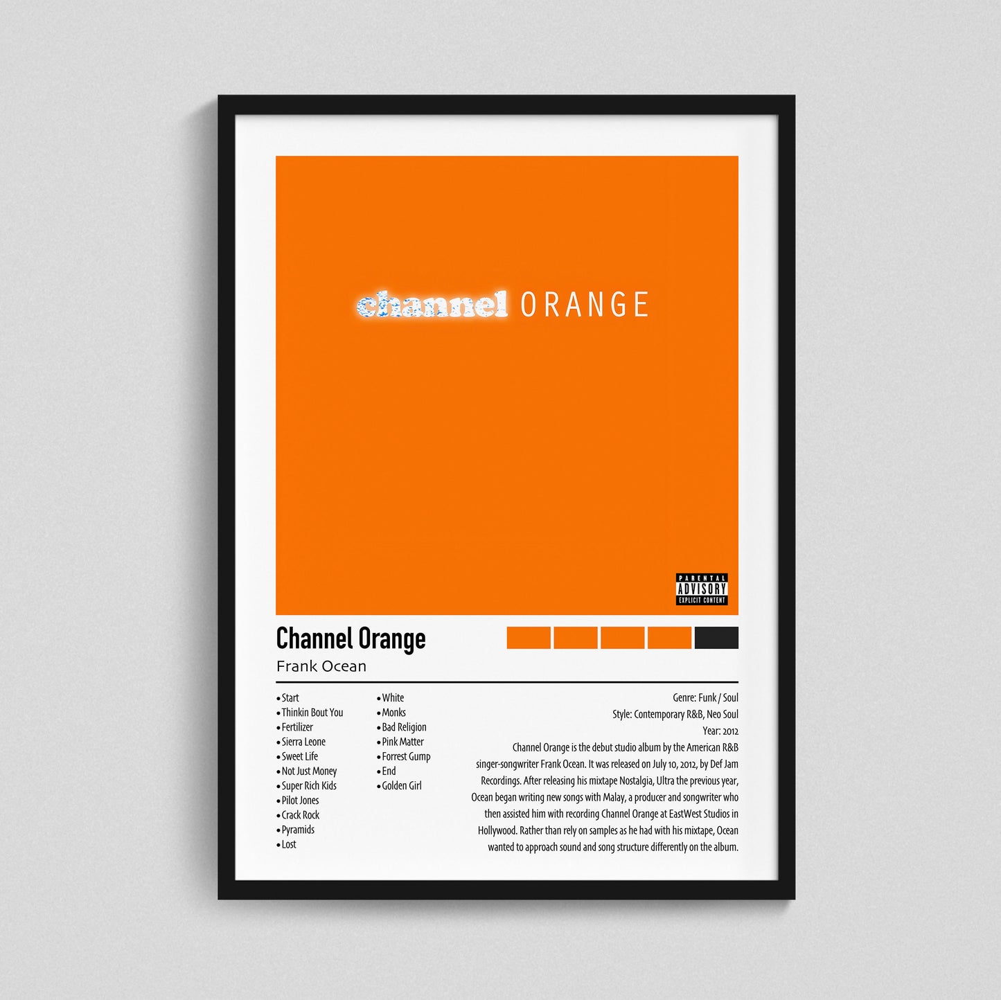 Frank Ocean | Channel Orange | Custom Album Cover Poster Print